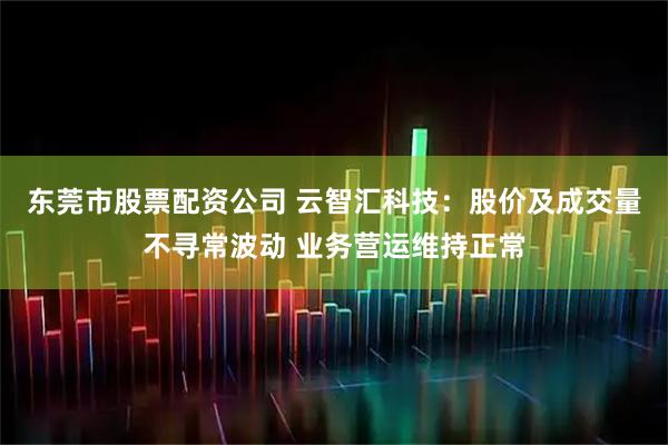 东莞市股票配资公司 云智汇科技：股价及成交量不寻常波动 业务营运维持正常